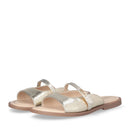 LIU JO – Flache Sandalen Amira 933 mit laminiertem Effekt und hellgoldenem Python-Print