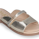 LIU JO – Flache Sandalen Amira 933 mit laminiertem Effekt und hellgoldenem Python-Print