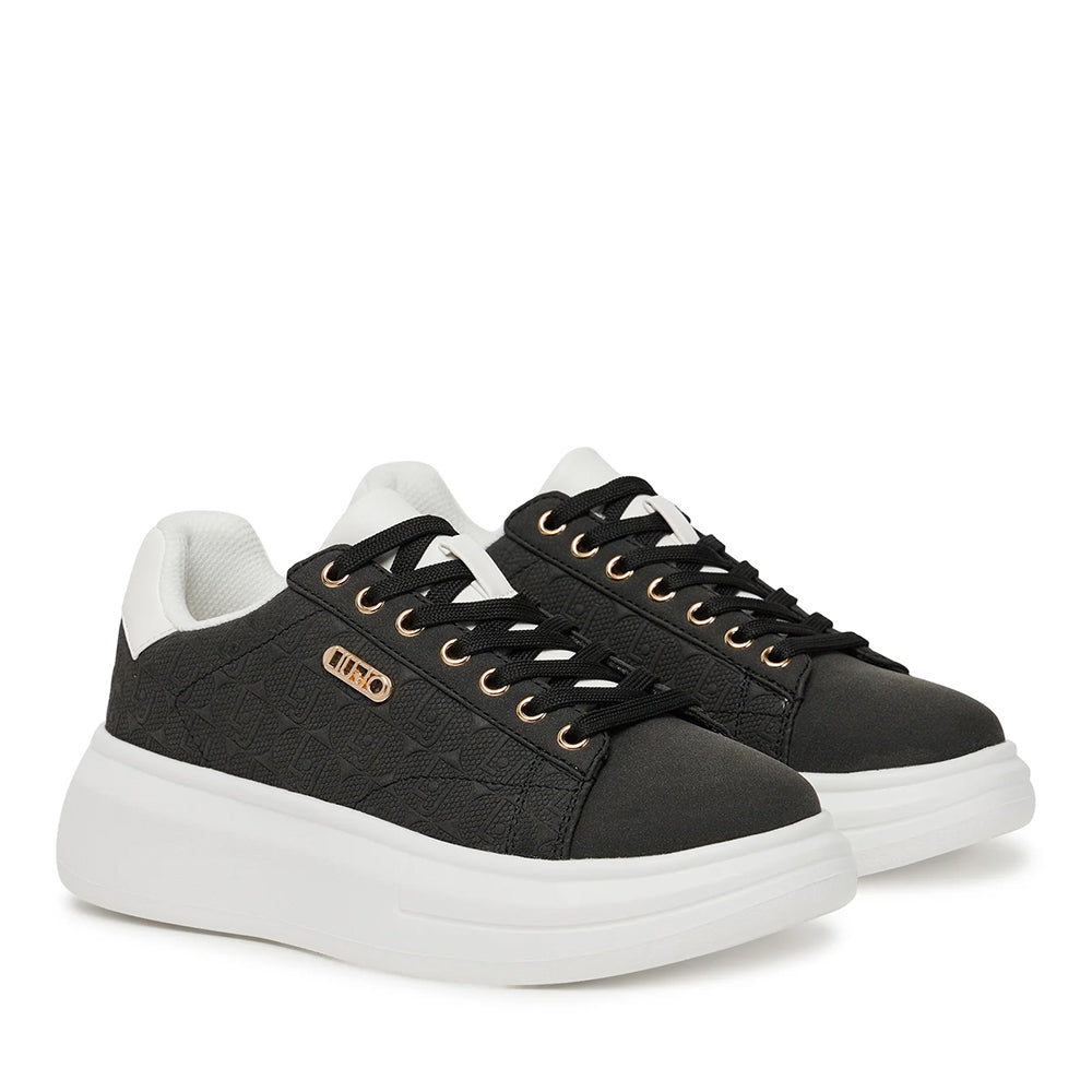 Sneakers Platform LIU JO Babol 01 Nero con Logo Embossed All Over
