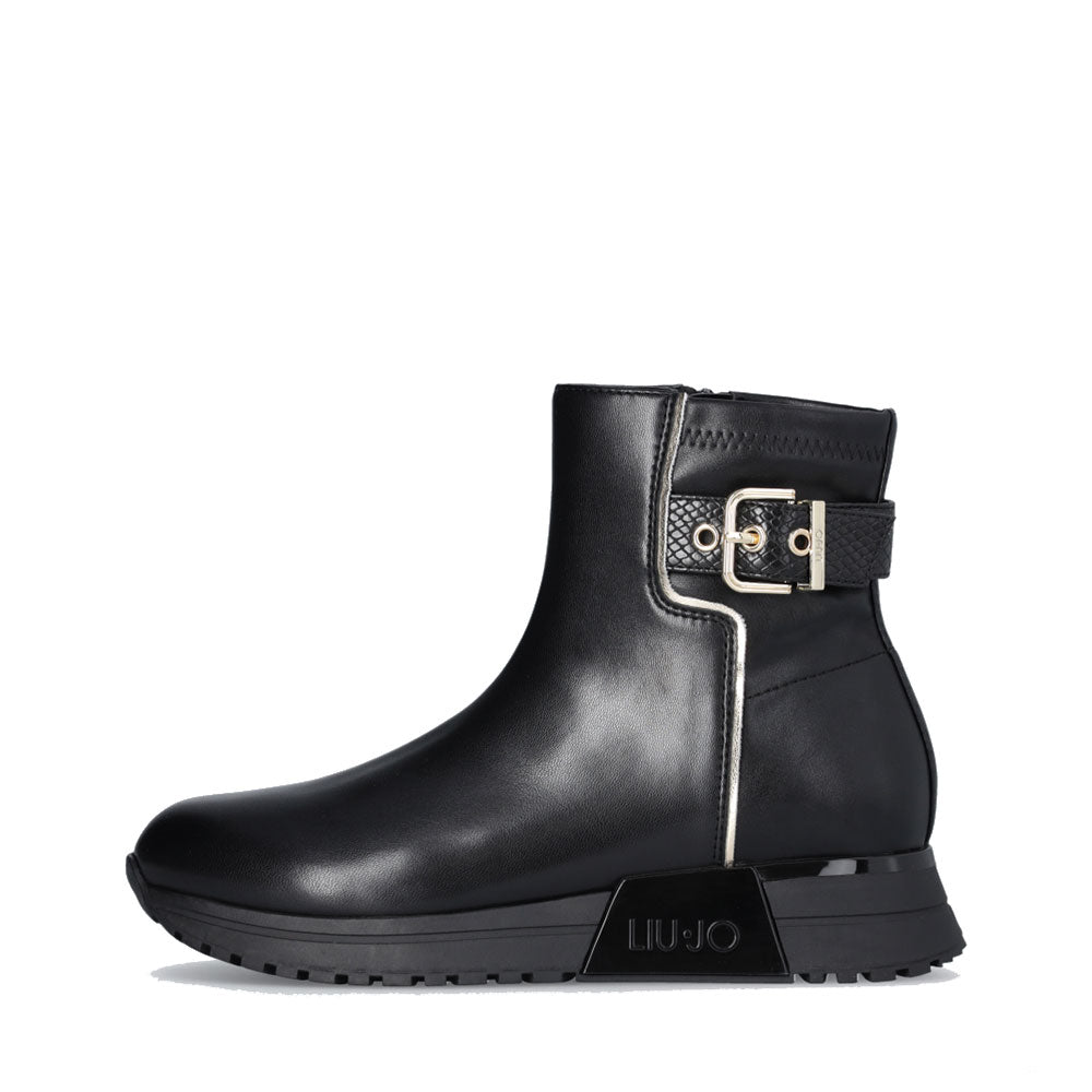 Sneakers Boots LIU JO Kiss 802 Nero con Inserto Stretch e Fibbia Logata