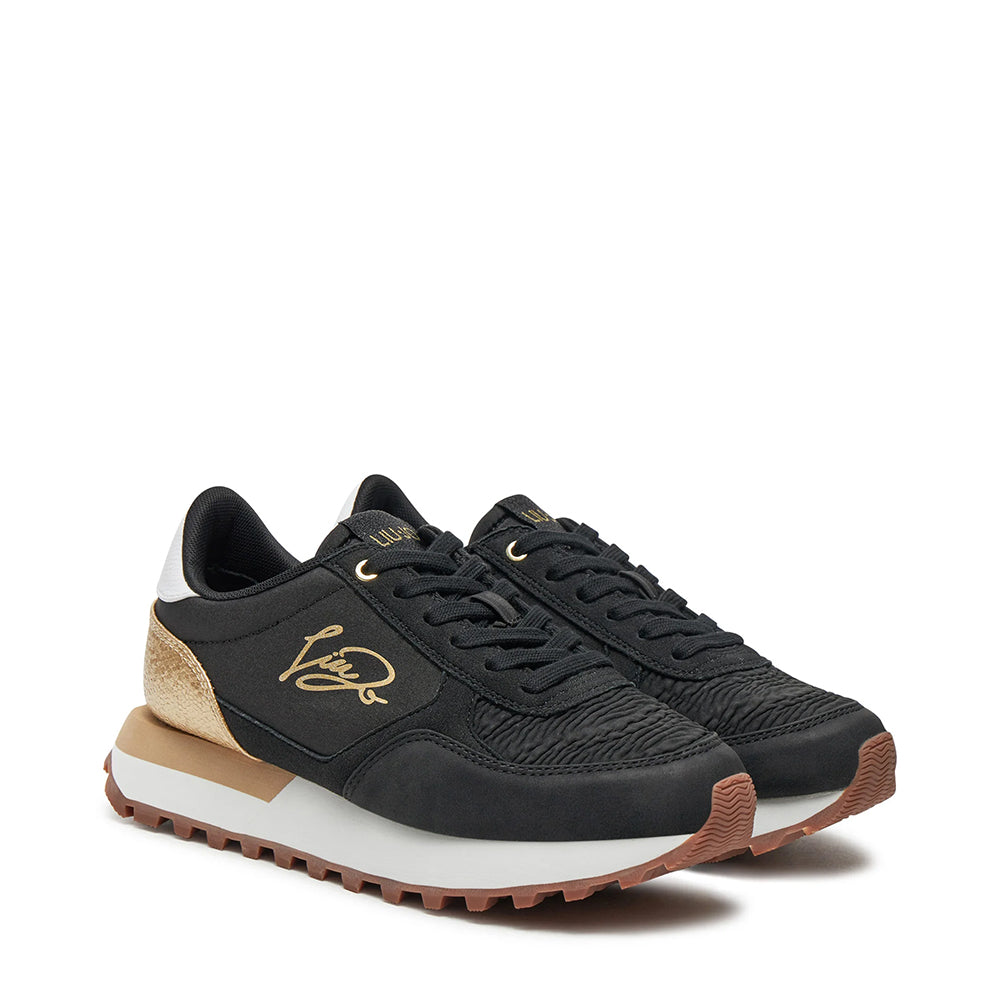 Sneakers Running LIU JO Evelyn 820 in Nylon e Microfibra Black Gold