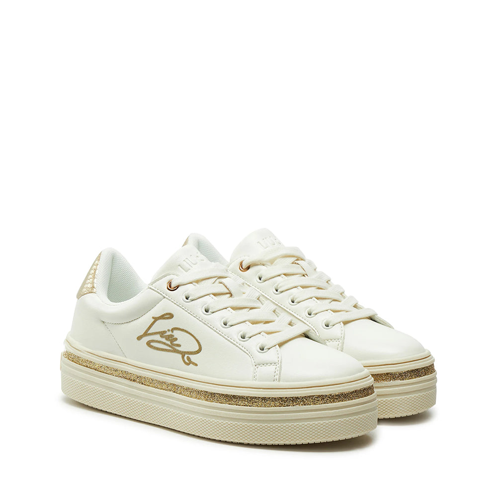 Sneakers Platform LIU JO UP 814 Bianche con Glitter Oro