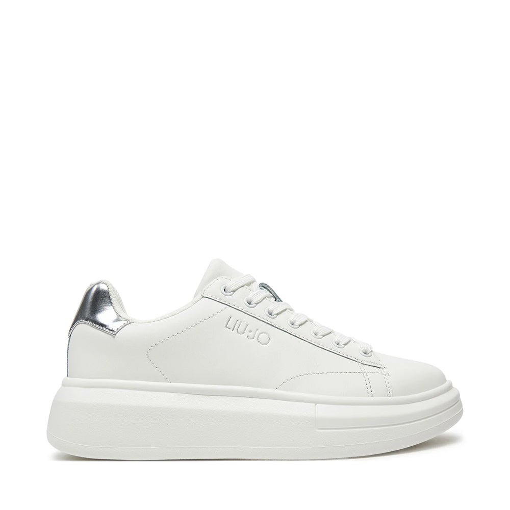 Sneakers Platform LIU JO Babol 01 in Pelle Bianca con Inserti Silver