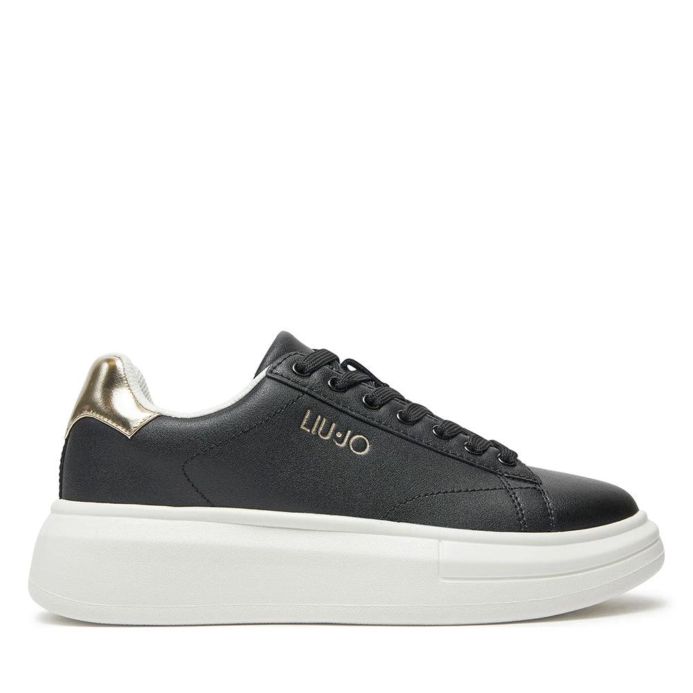 Sneakers Platform LIU JO Babol 01 in Pelle Nera con Inserti Oro