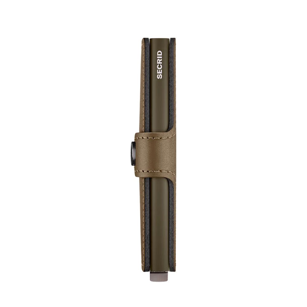 Kartenetui mit Clip SECRID Modell Miniwallet Matte Satin aus Leder in Bronze mit RFID-Schutz