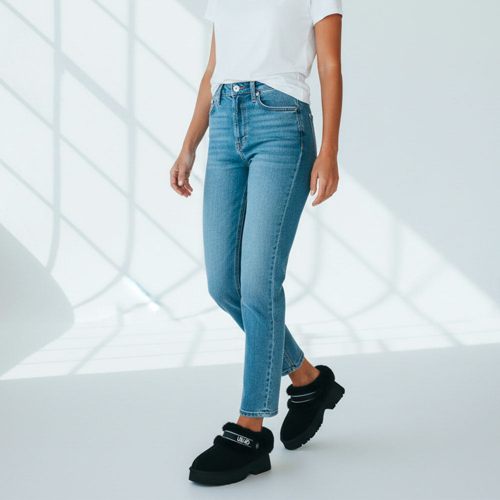 LIU JO Juny 01 Damen gepolsterter Sabot aus schwarzem Wildleder