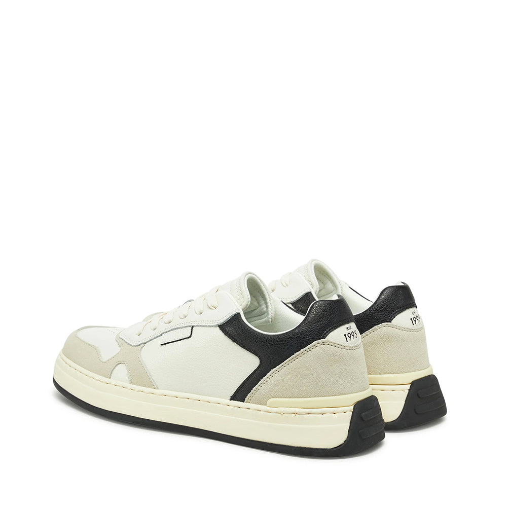 LIU JO Boy 02 Herren-Sneaker aus weißem getrommeltem Leder mit schwarzem Detail
