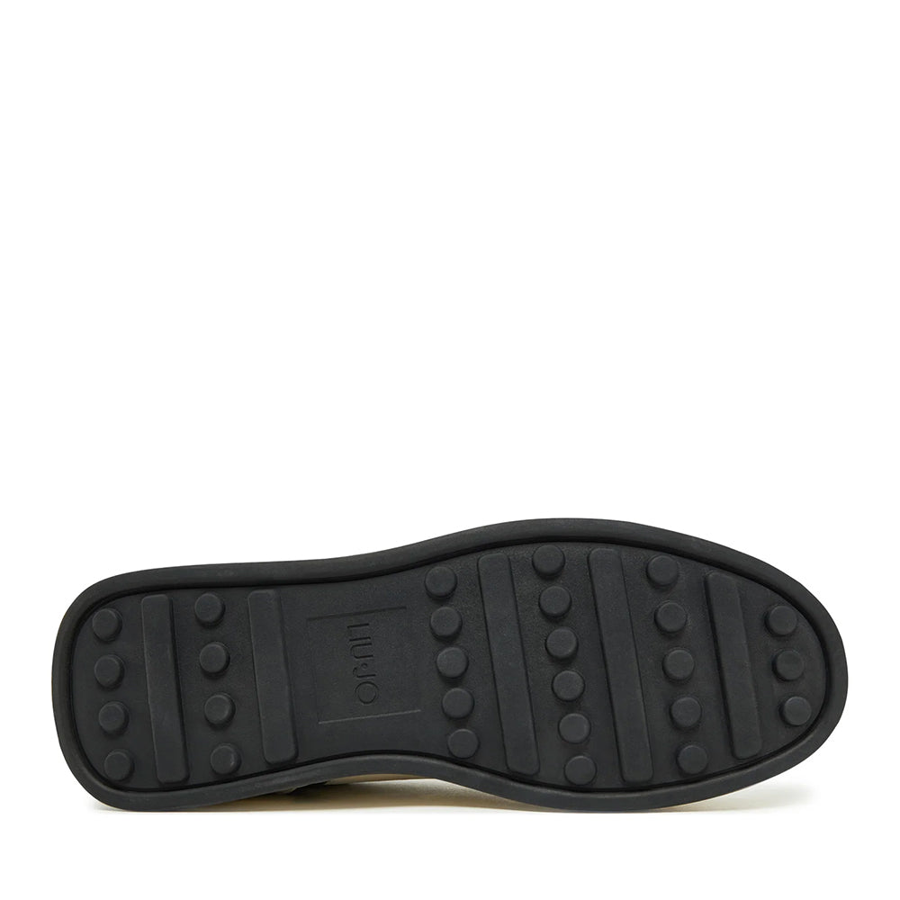 LIU JO Boy 02 Herren-Sneaker aus weißem getrommeltem Leder mit schwarzem Detail
