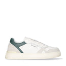 LIU JO Boy 02 Herren-Sneaker aus weißem getrommeltem Leder mit grünem Detail
