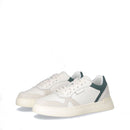 LIU JO Boy 02 Herren-Sneaker aus weißem getrommeltem Leder mit grünem Detail