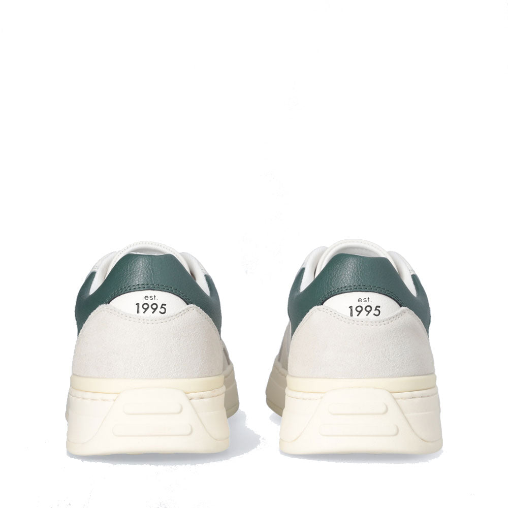 LIU JO Boy 02 Herren-Sneaker aus weißem getrommeltem Leder mit grünem Detail