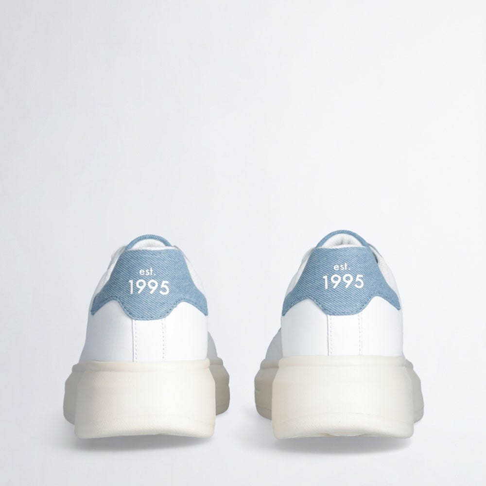 LIU JO Big 01 Herren-Sneaker aus weißem Leder mit Denim-Einsätzen