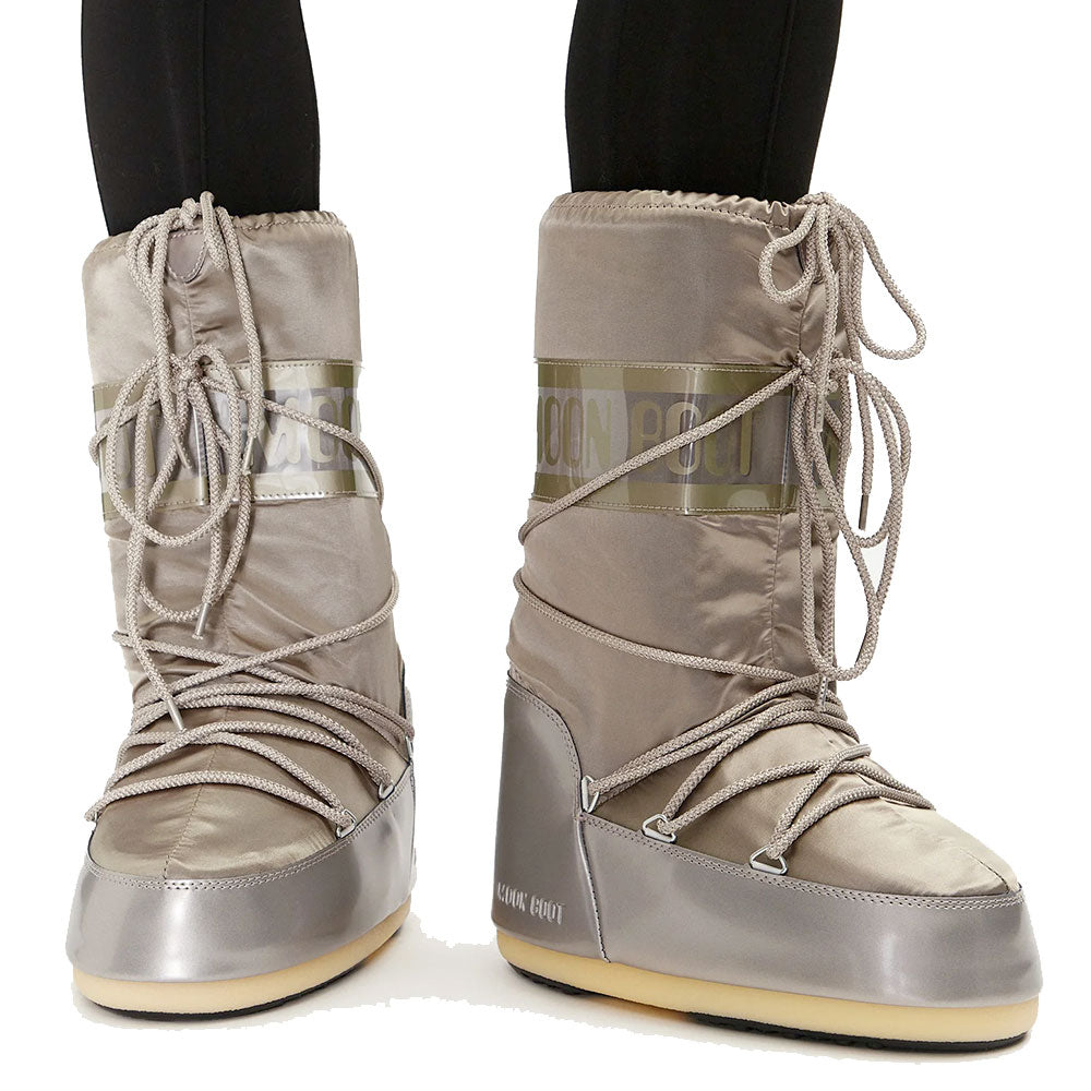 Stivali da Neve Donna MOON BOOT Icon Glance in Raso Platinum
