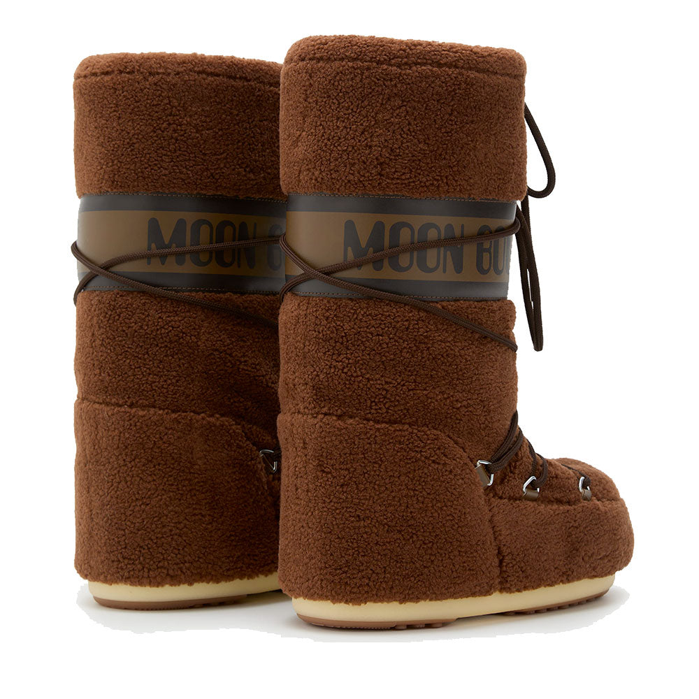 Stivali da Neve Donna MOON BOOT Icon Fleece in Tessuto Teddy Marrone