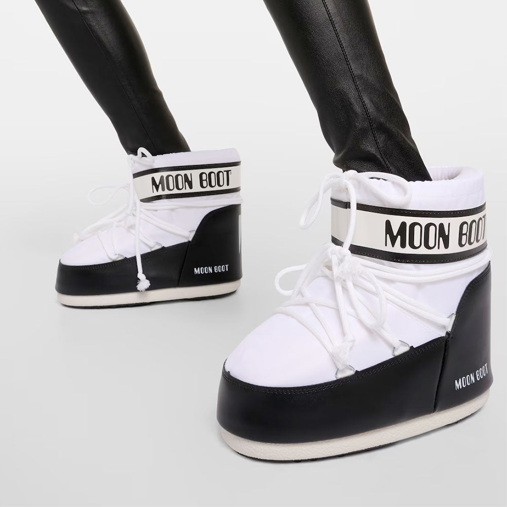 Stivali da Neve Unisex MOON BOOT Icon Low in Nylon Colore Bianco e Nero