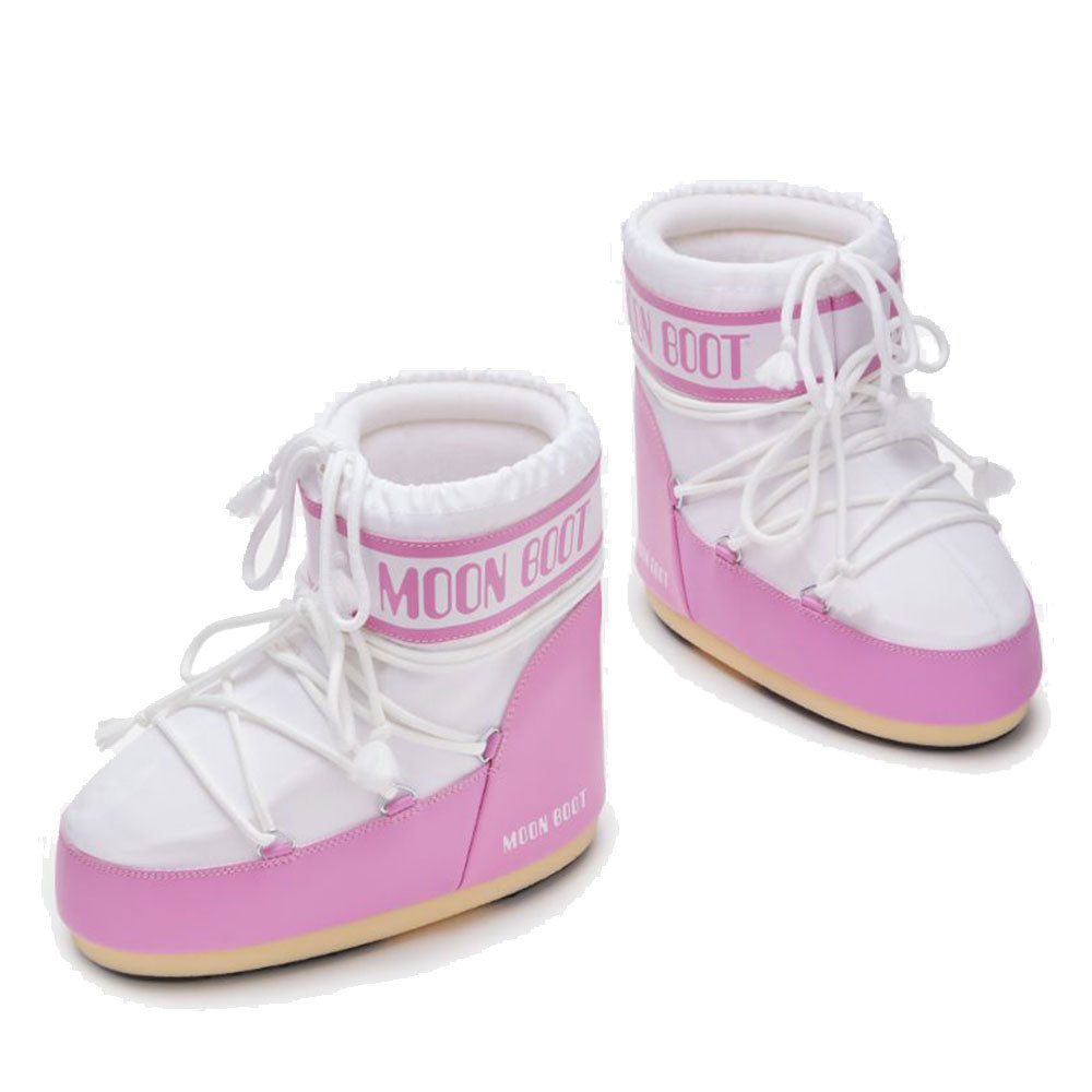 Stivali da Neve Donna MOON BOOT Icon Low in Nylon Rosa e Bianco