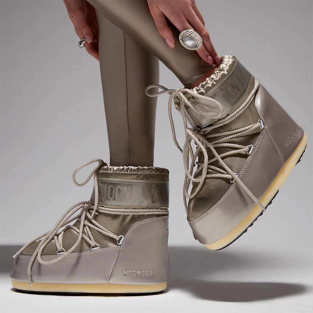 Stivali da Neve Donna MOON BOOT Icon Low Glance in Raso color Platino