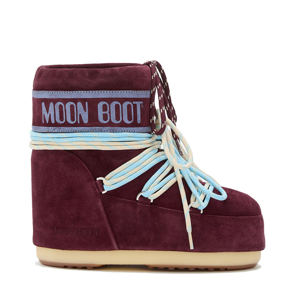 Stivali da Neve Donna MOON BOOT Icon Low Suede Laces in Pella Scamosciata Bordeaux