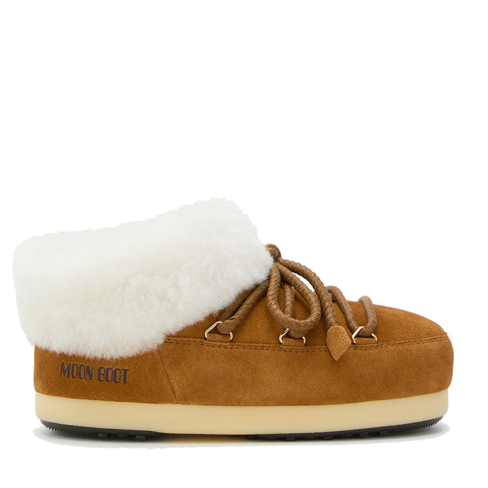 Scarpe da Neve Donna MOON BOOT Mule EVX Suede in Pelle Scamosciata color Cognac