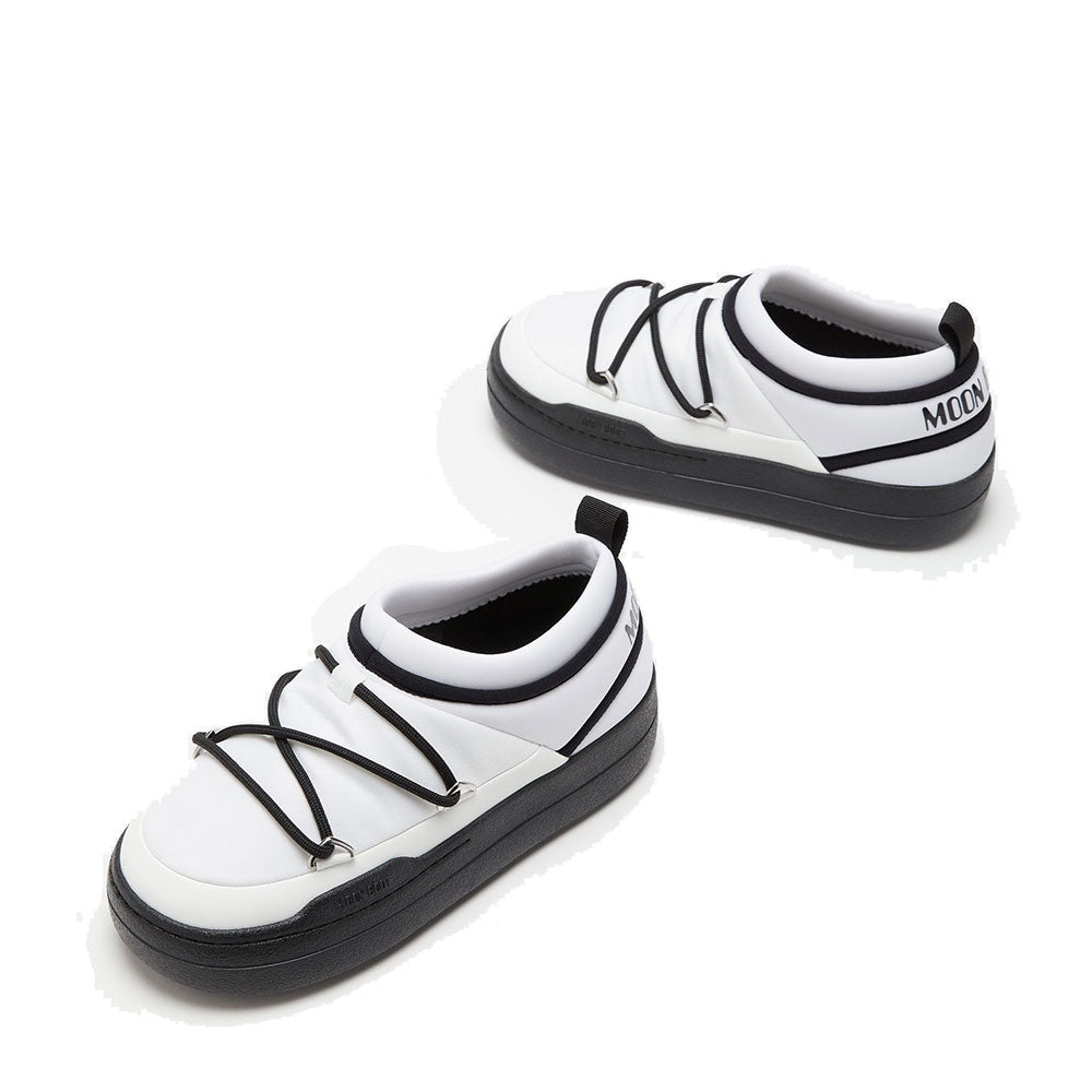 Scarpe Slip-On Unisex MOON BOOT linea Park Icon in Nylon Bianco e Nero