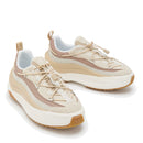 Sneakers Donna MOON BOOT MOON247 XLACE in Pelle Scamosciata e Tessuto Off White Taupe