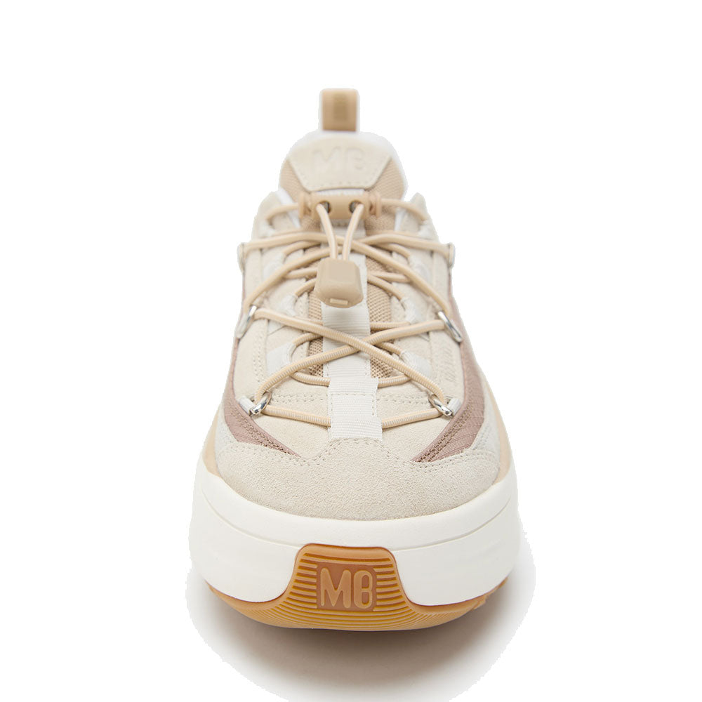 Sneakers Donna MOON BOOT MOON247 XLACE in Pelle Scamosciata e Tessuto Off White Taupe