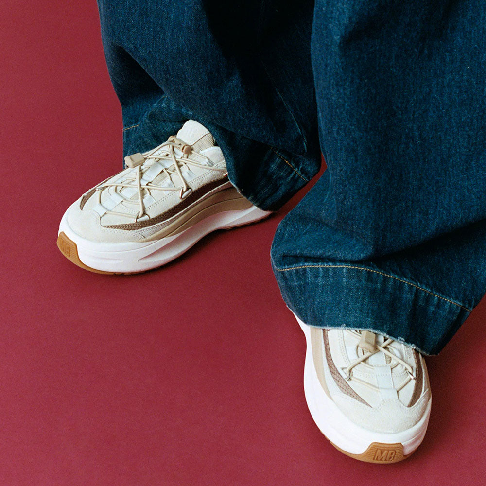 Sneakers Donna MOON BOOT MOON247 XLACE in Pelle Scamosciata e Tessuto Off White Taupe