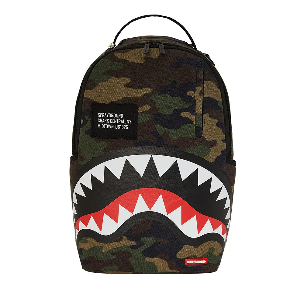 Zaino Unisex SPRAYGROUND in Cotone stampa Shark Central Camo Dlxs