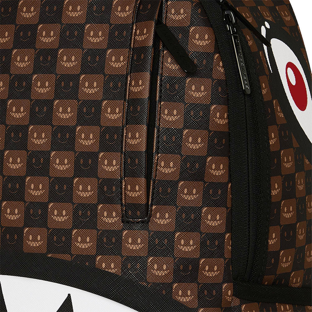 Sprayground Sharks in Paris WTF Bubble Brown Check Rucksack – Unisex, Braun
