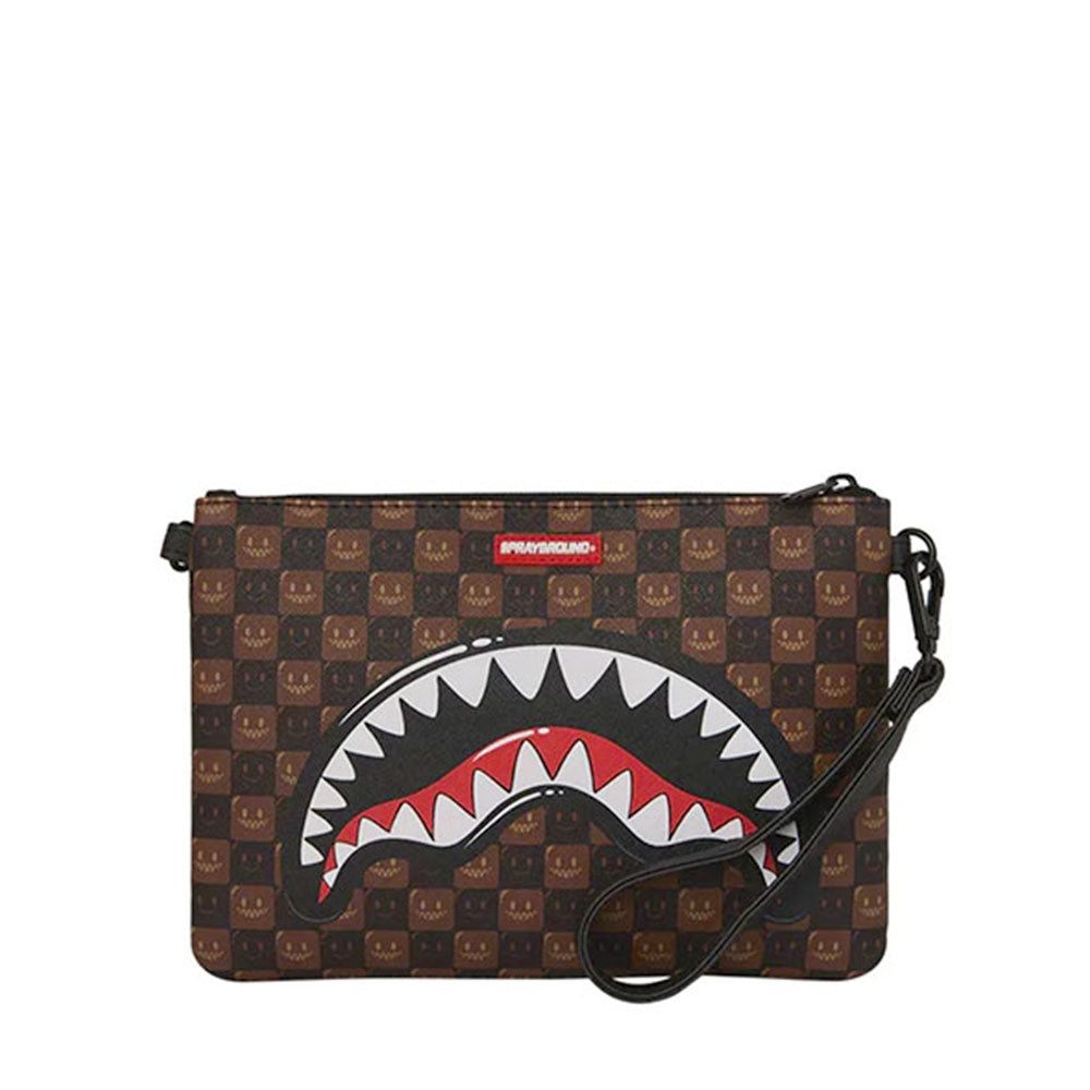 Pochette con Tracolla SPRAYGROUND stampa Sharks in Paris WTF Bubble Brown Check