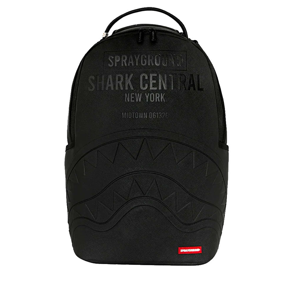 Sprayground Shark Central Embossed Black Nylon Rucksack – Unisex, Schwarz