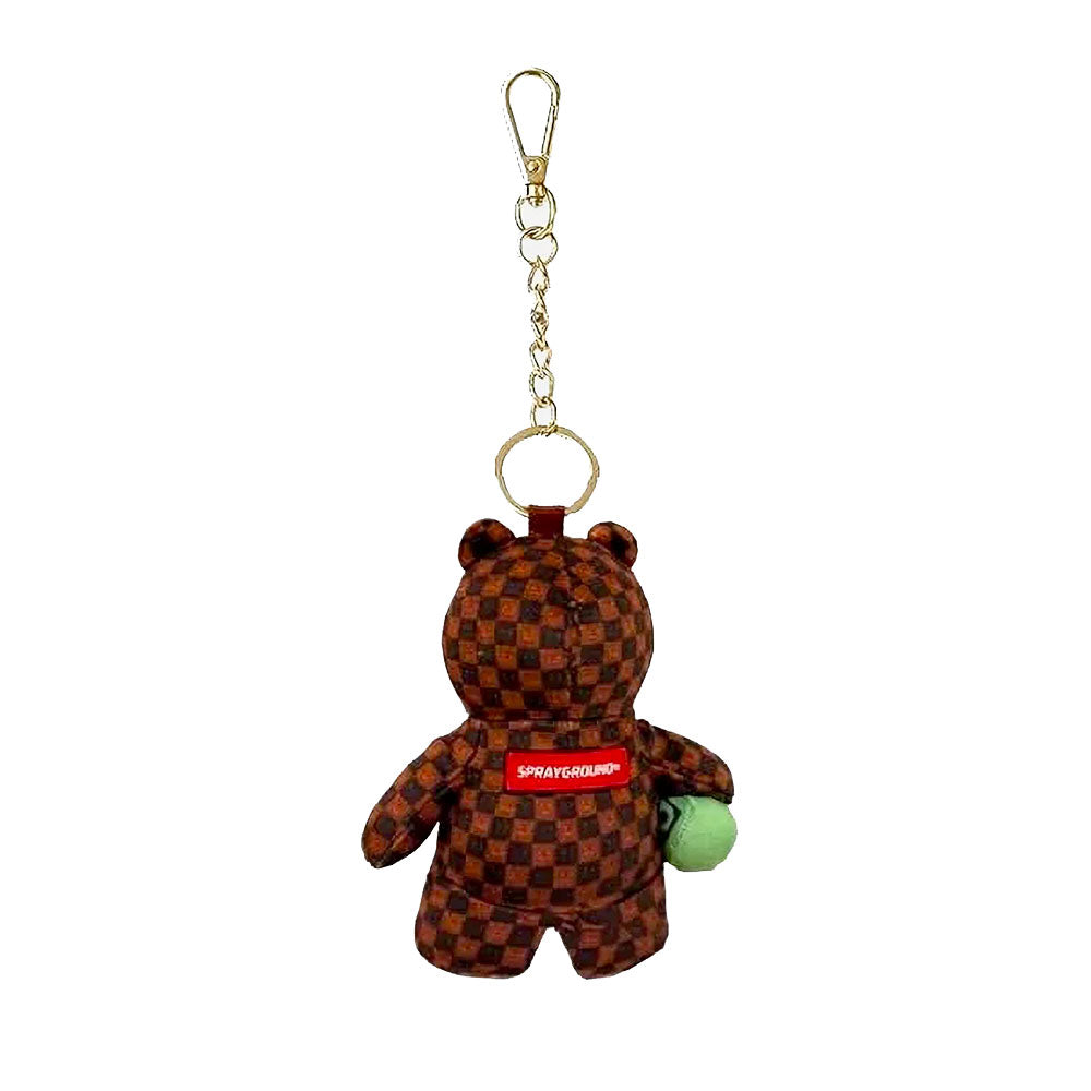 Portachiavi a Forma di Orso SPRAYGROUND stampa Sip WTF Bubbly Brown Check