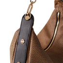 Borsa Donna Hobo Medium BORBONESE linea Oyster in Tela Rivestita stampa Op Naturale e Pelle Nera