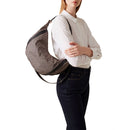 BORBONESE Damen-Hobo-Tasche New Orbit Medium aus natürlichem OP-Stoff und schwarzem Leder