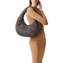 BORBONESE Mittelgroße Hobo-Tasche der La Nido-Linie aus naturschwarzem OP-Nylon