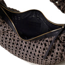 BORBONESE Mittelgroße Hobo-Tasche der La Nido-Linie aus naturschwarzem OP-Nylon