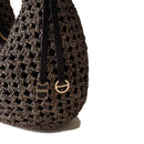 BORBONESE Mittelgroße Hobo-Tasche der La Nido-Linie aus naturschwarzem OP-Nylon