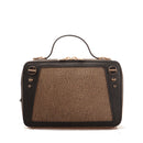 Camera Case Donna Media BORBONESE linea Road in Tela Rivestita stampa OP Naturale e Pelle Nera