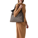 BORBONESE Große Hobo-Damentasche „Lover“ aus bedrucktem Stoff in Natur und Schwarz