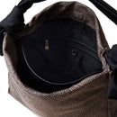 BORBONESE Große Hobo-Damentasche „Lover“ aus bedrucktem Stoff in Natur und Schwarz