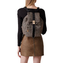 Women's Natural and Black Recycled Fabric Backpack BORBONESE Cortina