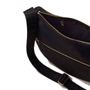 BORBONESE Luna Bag Mittlere Umhängetasche aus dunkelschwarzem OP-Stoff