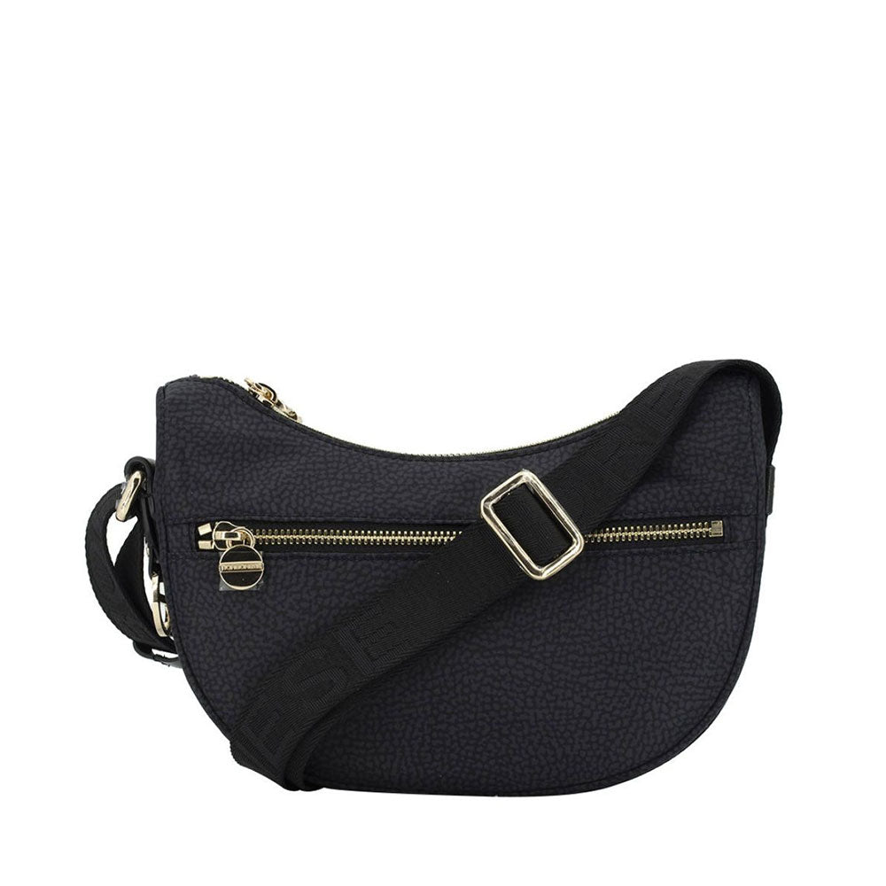 Borsa a Tracolla BORBONESE Luna Bag Mini linea Jet Op in Nylon Colore Dark Black