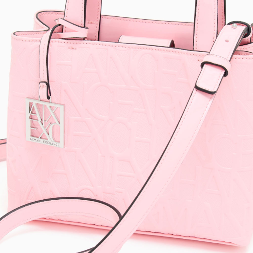 ARMANI EXCHANGE Damenhandtasche mit Schultergurt, glänzende Sonnenuntergangsfarbe, kleine Größe