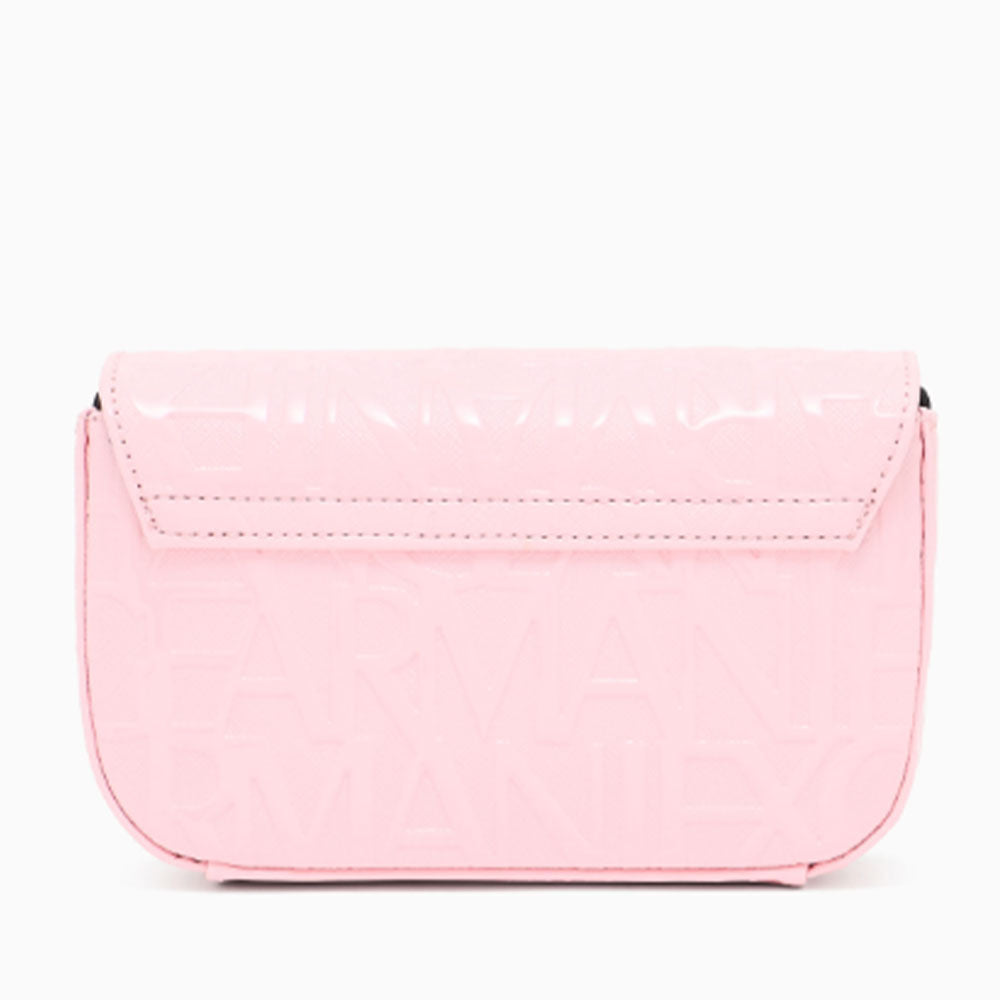 ARMANI EXCHANGE Damen-Umhängetasche in glänzender Sundown-Farbe, geschlossen mit Klappe und Clip