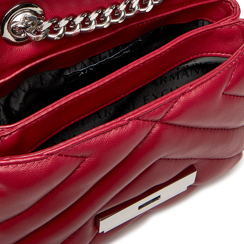 Kleine Damen-Umhängetasche mit Überschlag und Clip ARMANI EXCHANGE Modell Susy in Red Dahlia