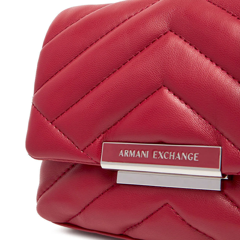 Kleine Damen-Umhängetasche mit Überschlag und Clip ARMANI EXCHANGE Modell Susy in Red Dahlia