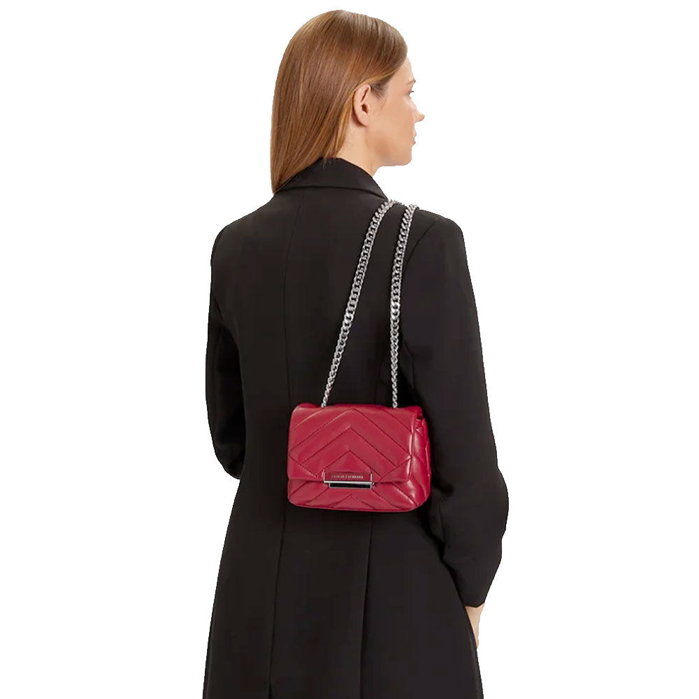 Borsa Donna Mini a Tracolla Chiusa con Patta e Clip ARMANI EXCHANGE Colore Red Dahlia Linea Susy