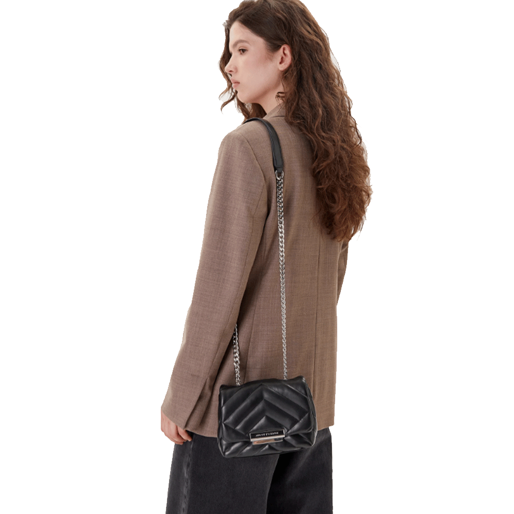Borsa Donna a Tracolla Chiusa con Patta e Clip ARMANI EXCHANGE Colore Nero
