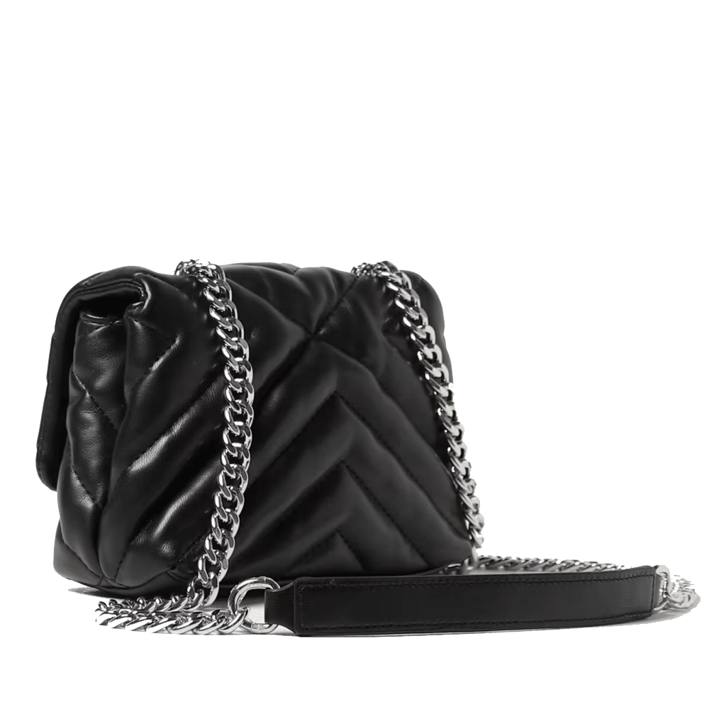 ARMANI EXCHANGE Mini-Schultertasche für Damen mit Überschlag und Clip, Schwarz, Susy-Linie